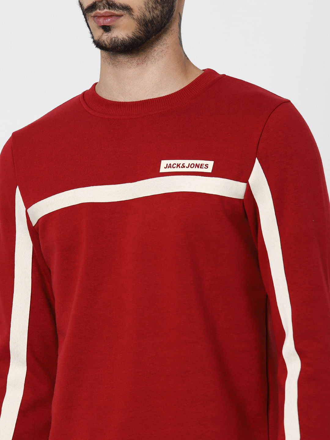 Red Contrast Tape Detail Sweatshirt