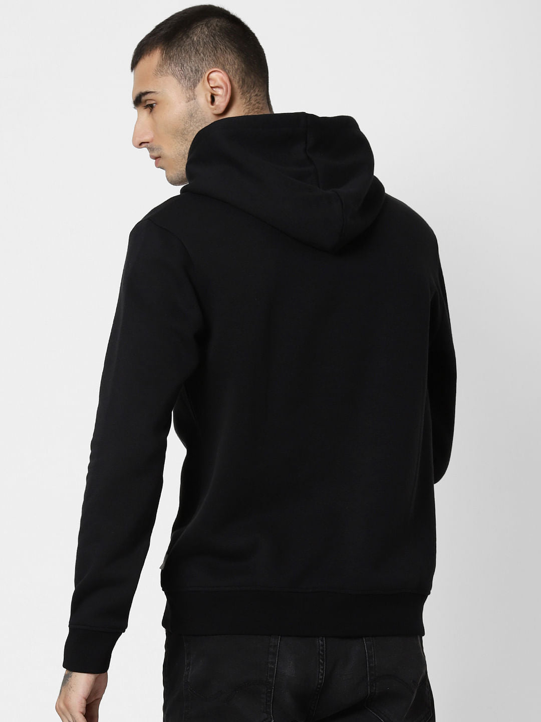 Black Logo Print Hooded Sweatshirt
