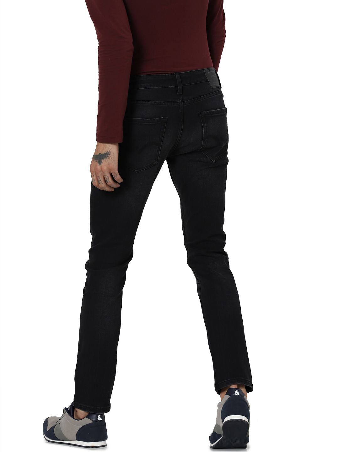 Black Mid Rise Tim Distressed Anti Fit Jeans