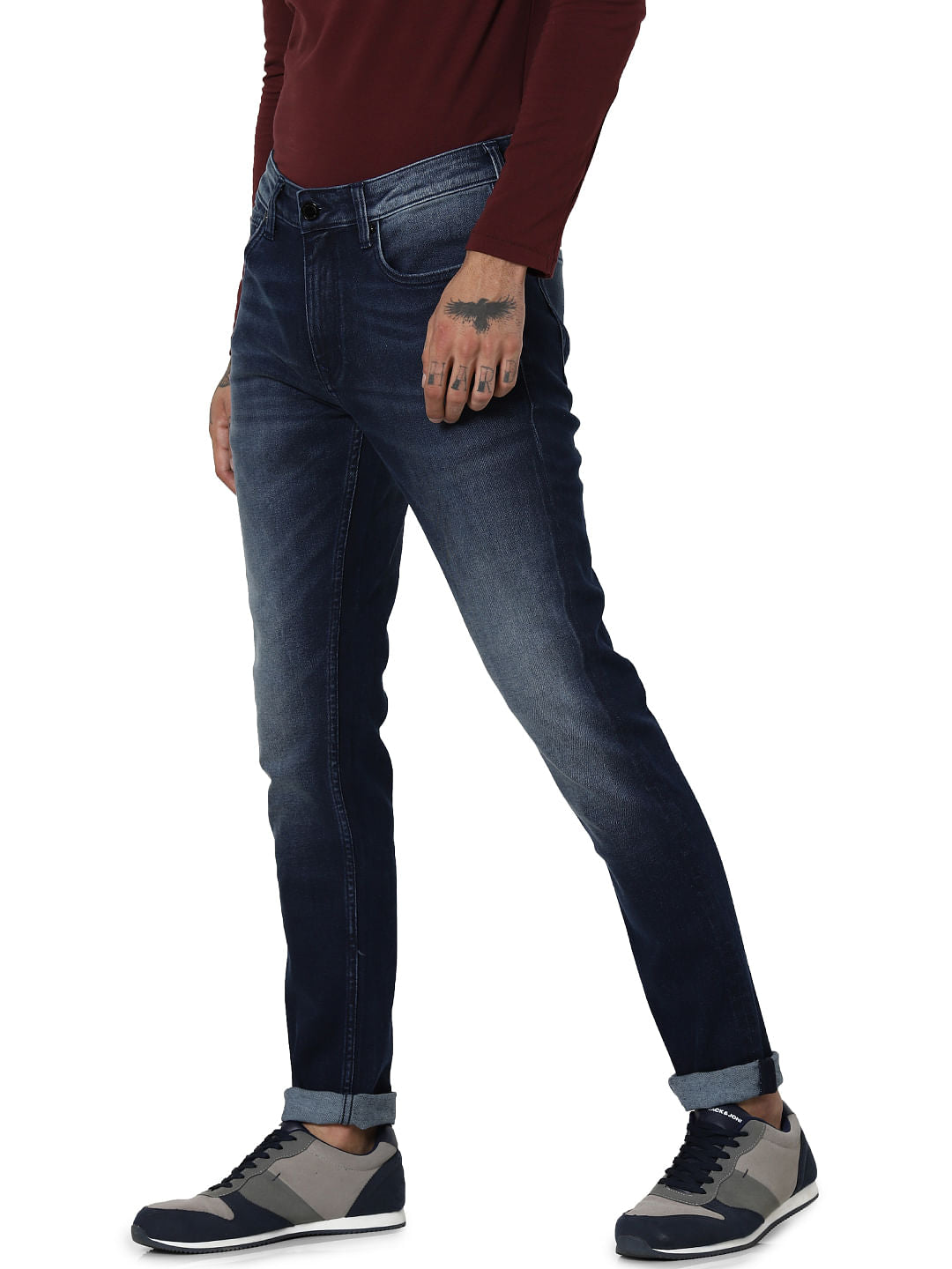 Dark Blue Mid Rise Ben Skinny Jeans