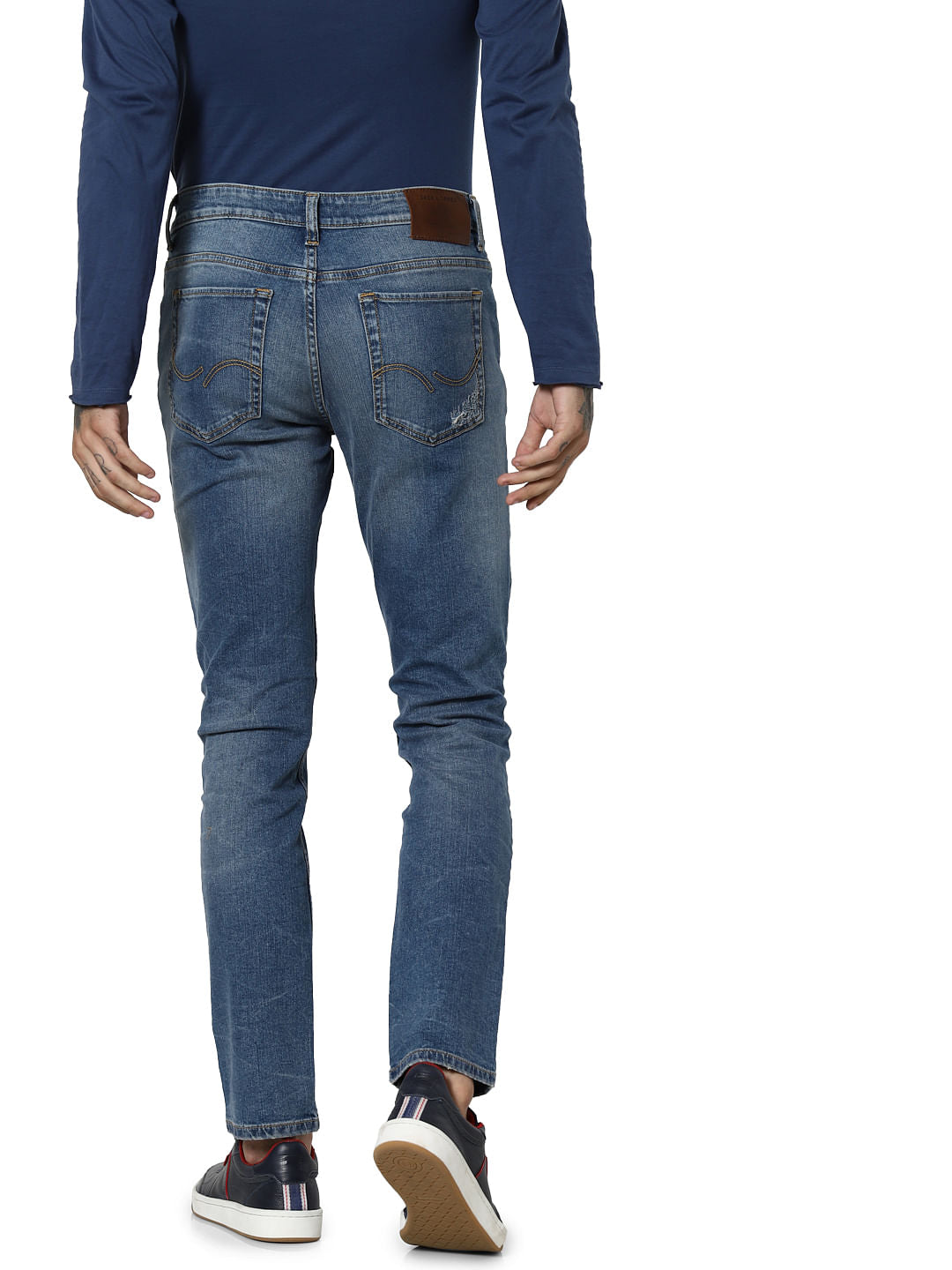 Light Blue Mid Rise Glenn Distressed Slim Fit Jeans