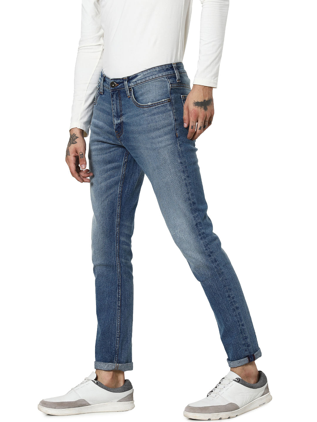 Blue Mid Rise Glenn Slim Fit Jeans