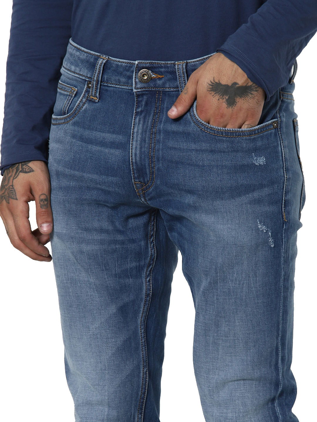 Blue Mid Rise Ben Skinny Jeans