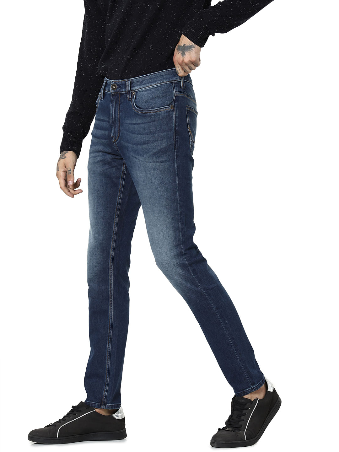 Dark Blue Mid Rise Glenn Slim Fit Jeans