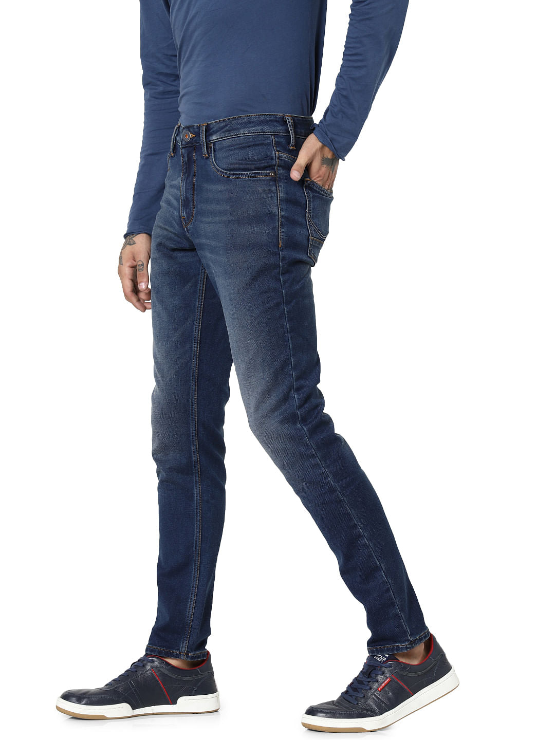 Dark Blue Mid Rise Glenn Slim Fit Jeans