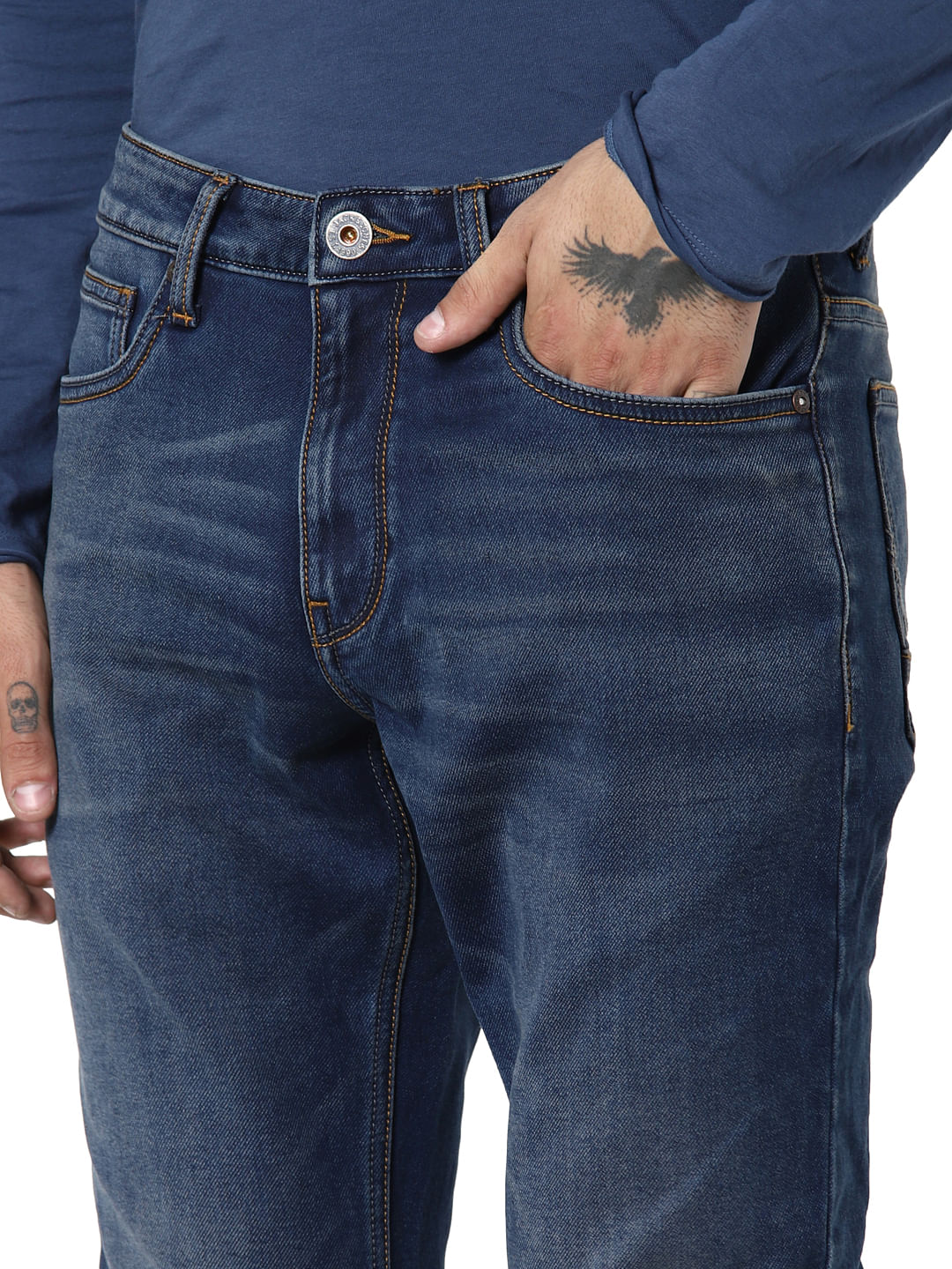 Dark Blue Mid Rise Glenn Slim Fit Jeans
