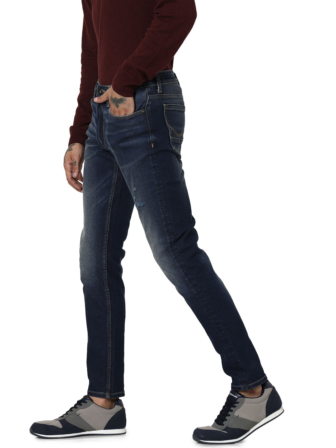 Dark Blue Mid Rise Glenn Slim Fit Jeans