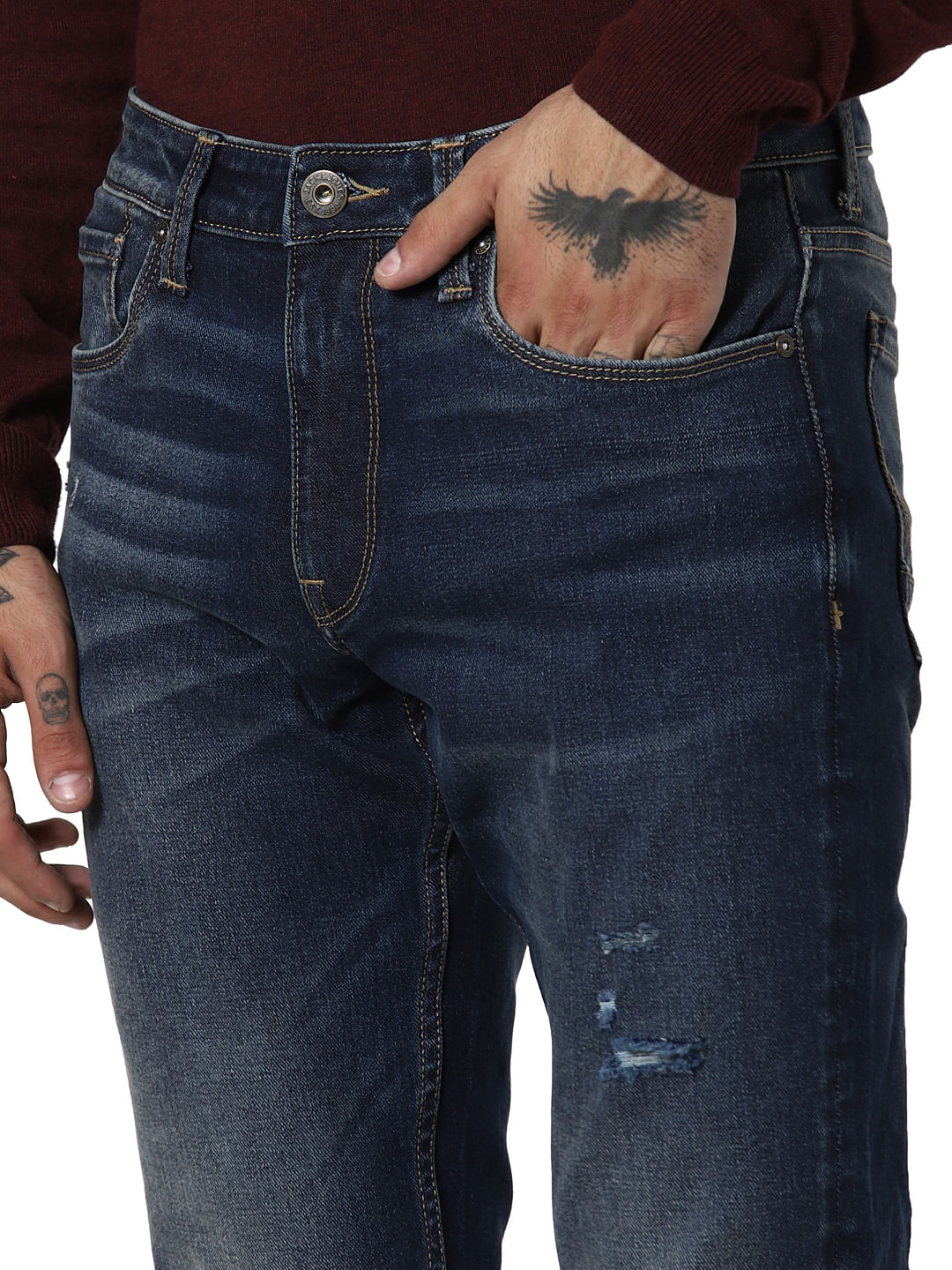Dark Blue Mid Rise Glenn Slim Fit Jeans