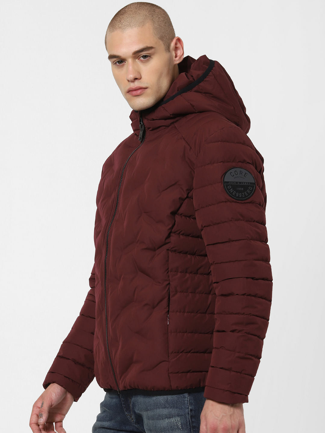 Burgundy Hooded Puffer Jacket