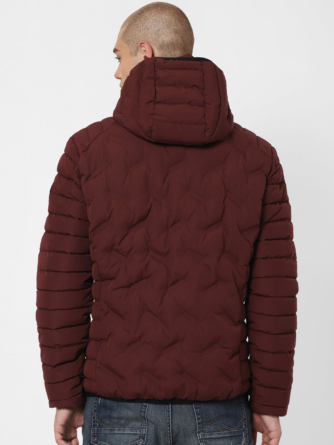 Burgundy Hooded Puffer Jacket