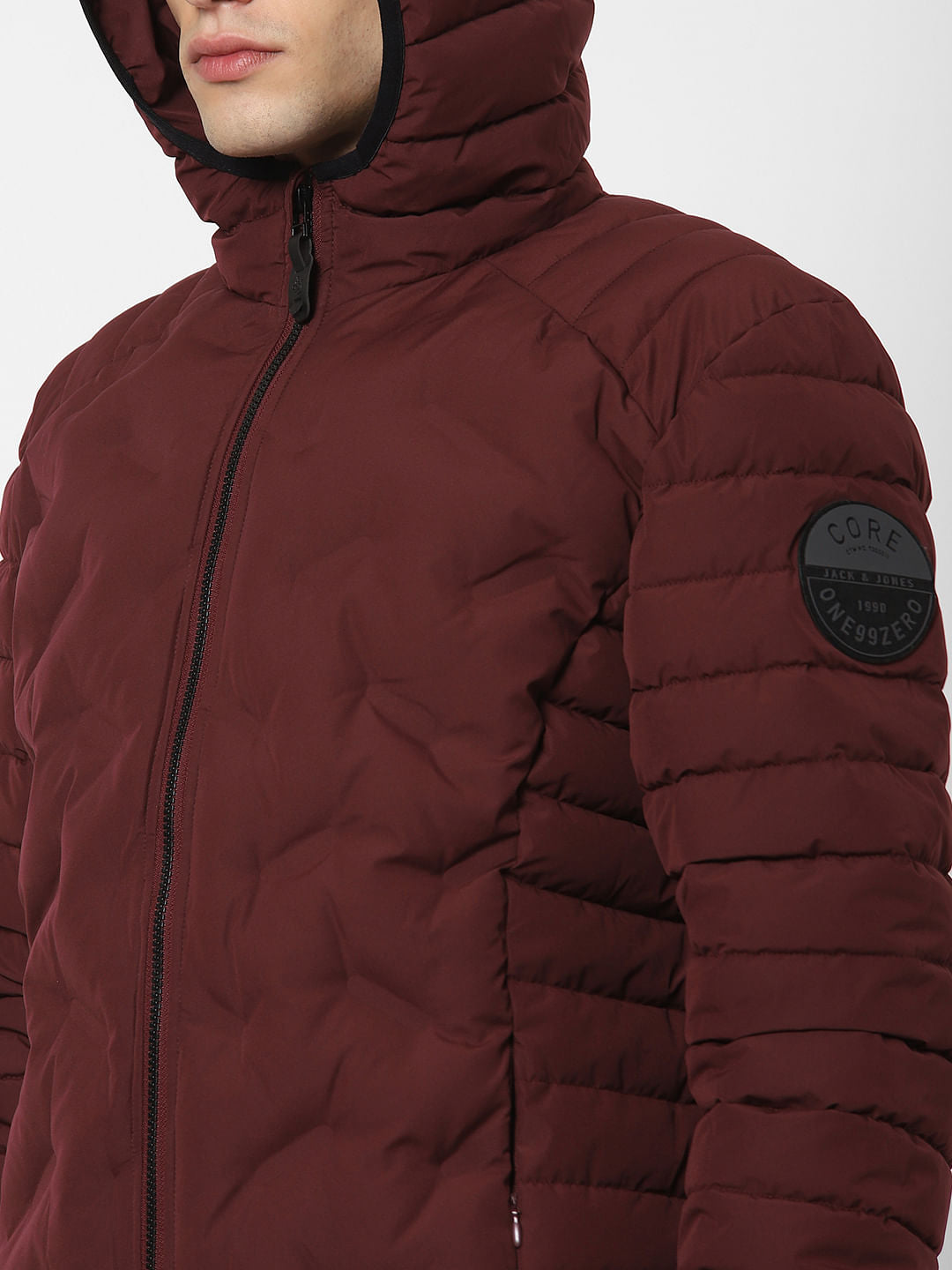 Burgundy Hooded Puffer Jacket