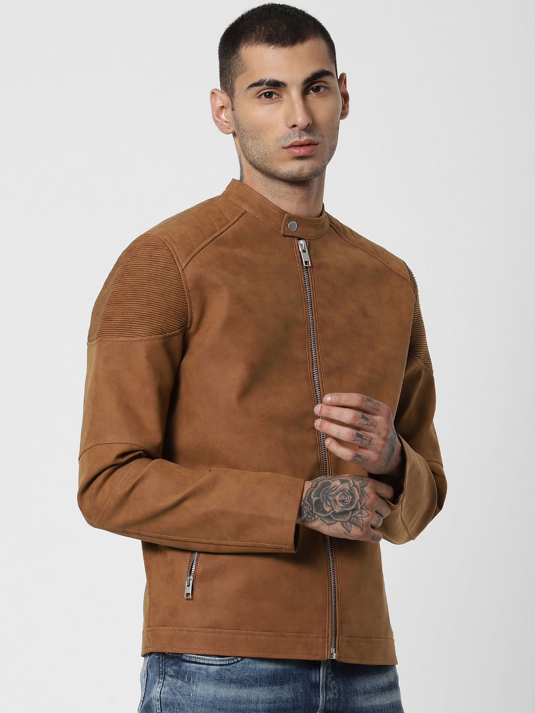 Brown Zip Up Suede Jacket