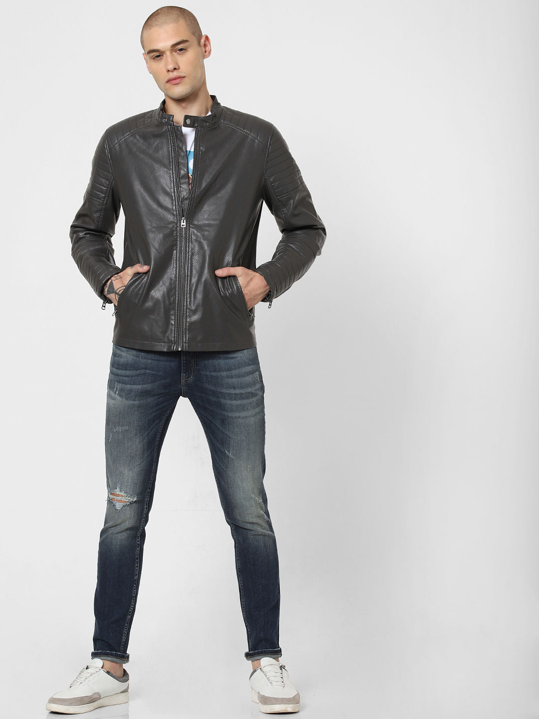 Dark Grey Perforated Jacket