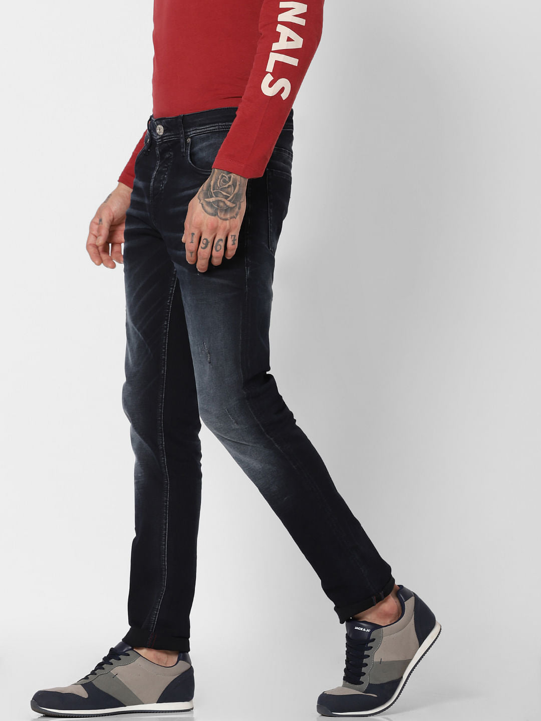 Dark Blue Faded Ben Slim Fit Jeans