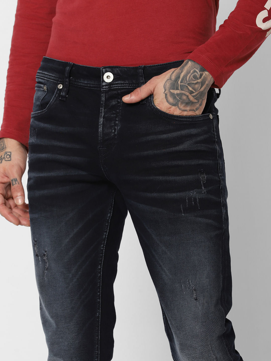 Dark Blue Faded Ben Slim Fit Jeans