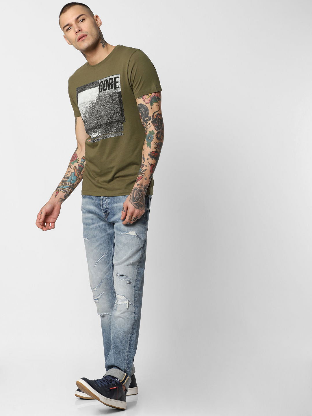 Light Blue Distressed Glenn Slim Fit Jeans