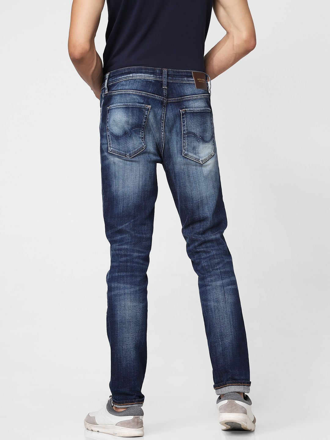 Dark Blue Distressed Ben Skinny Fit Jeans