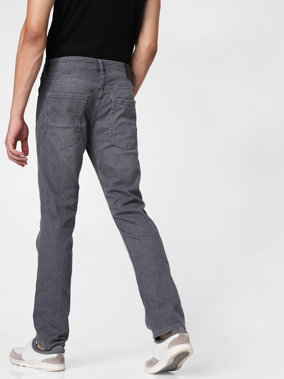 Grey Mid Rise Clark Regular Fit Jeans