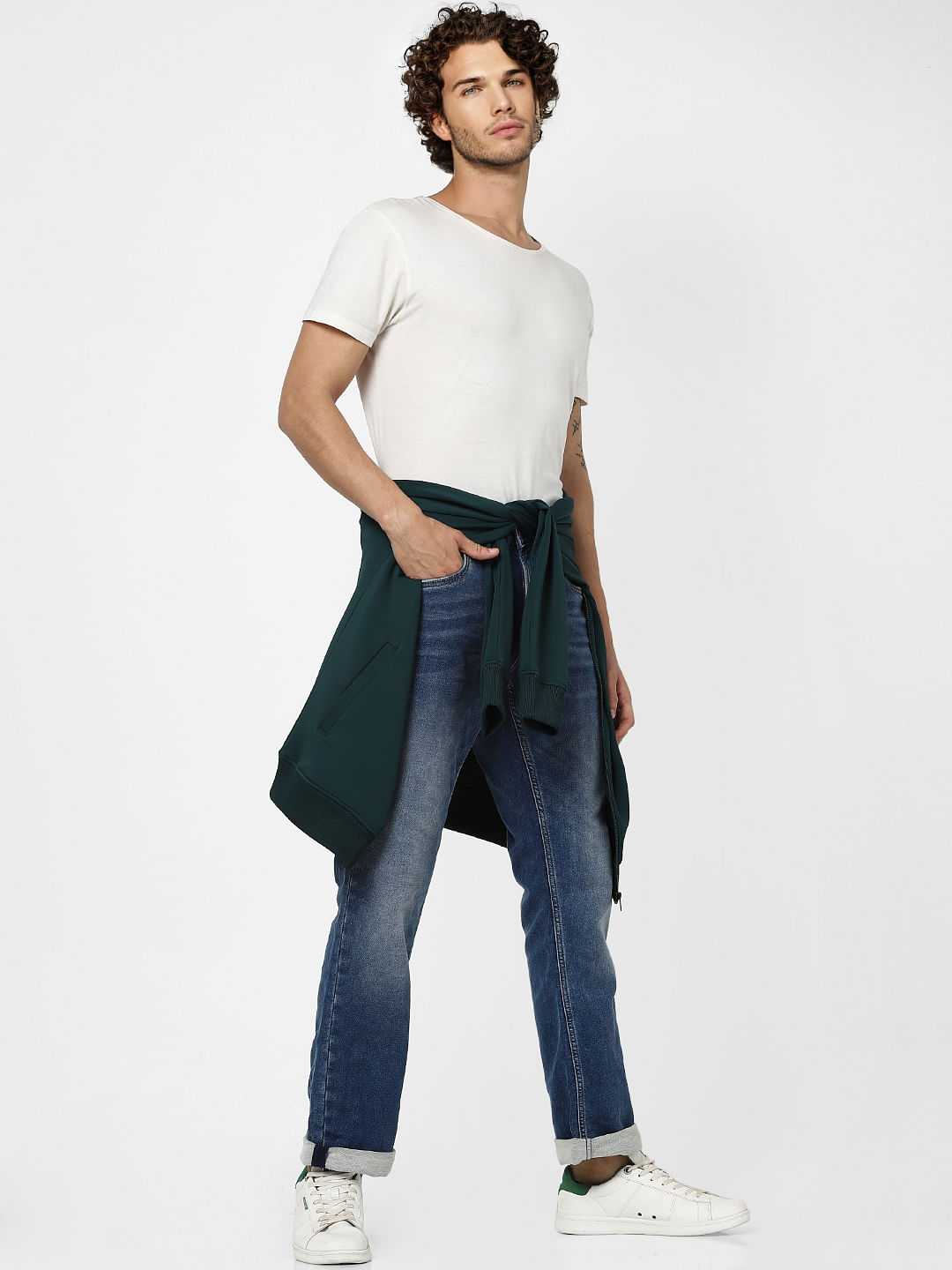 Blue Mid Rise Clark Regular Fit Jeans