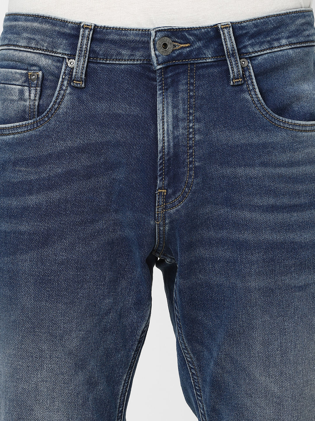 Blue Mid Rise Clark Regular Fit Jeans