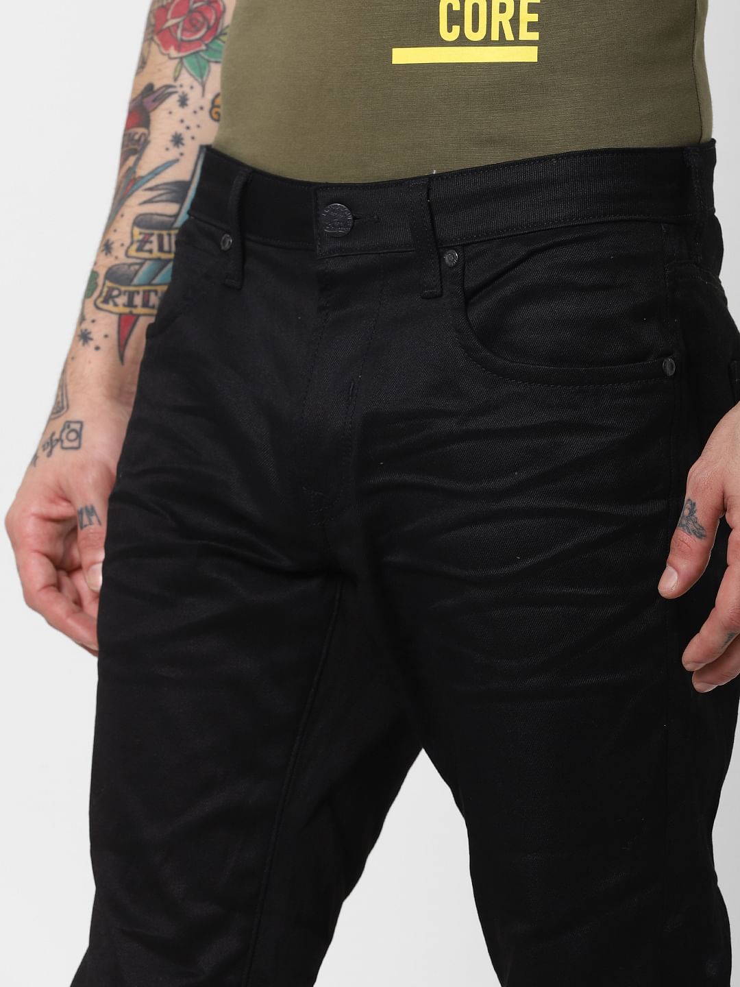 Black Mid Rise Clark Regular Fit Jeans