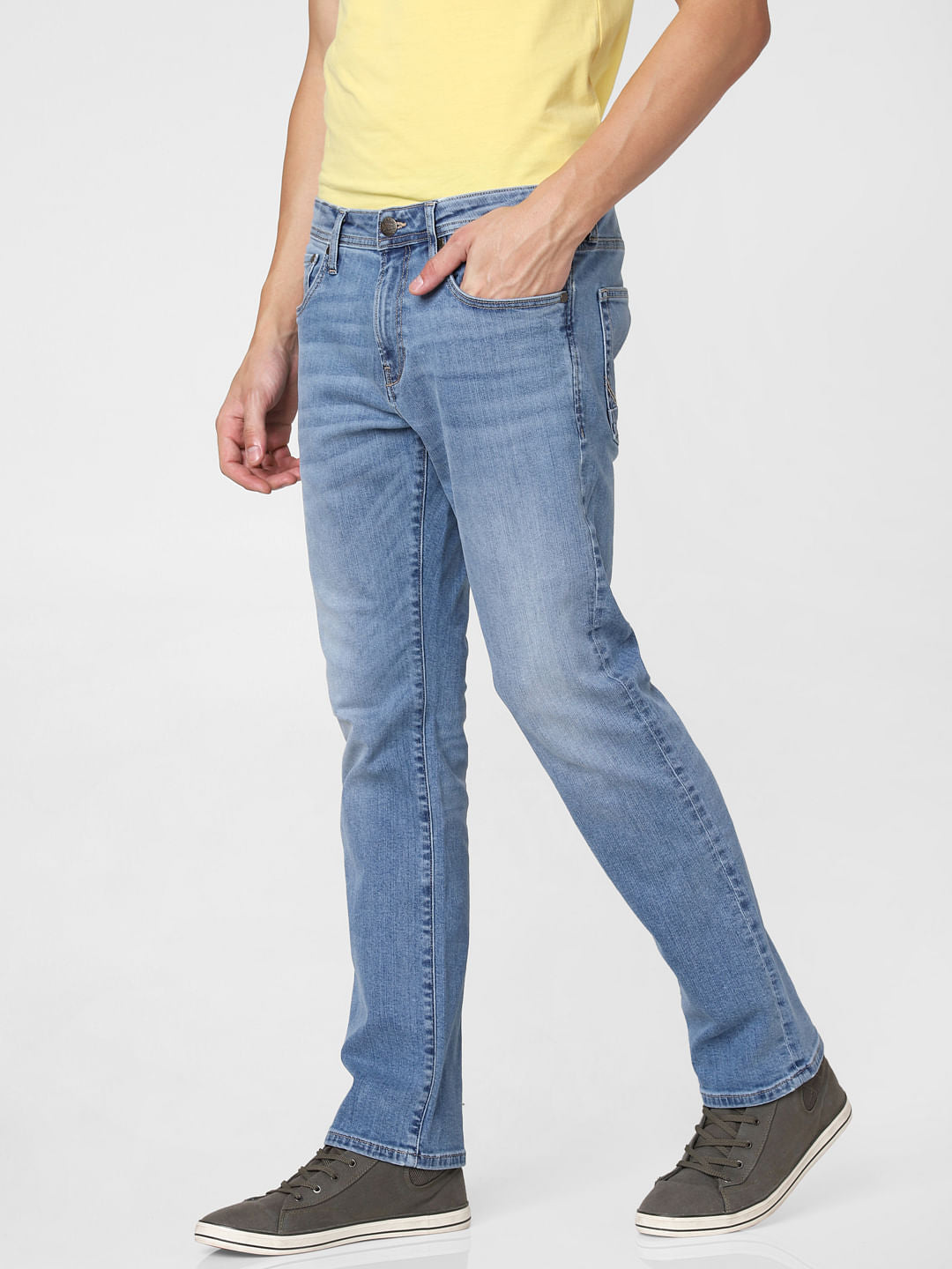 Light Blue Mid Rise Clark Regular Fit Jeans