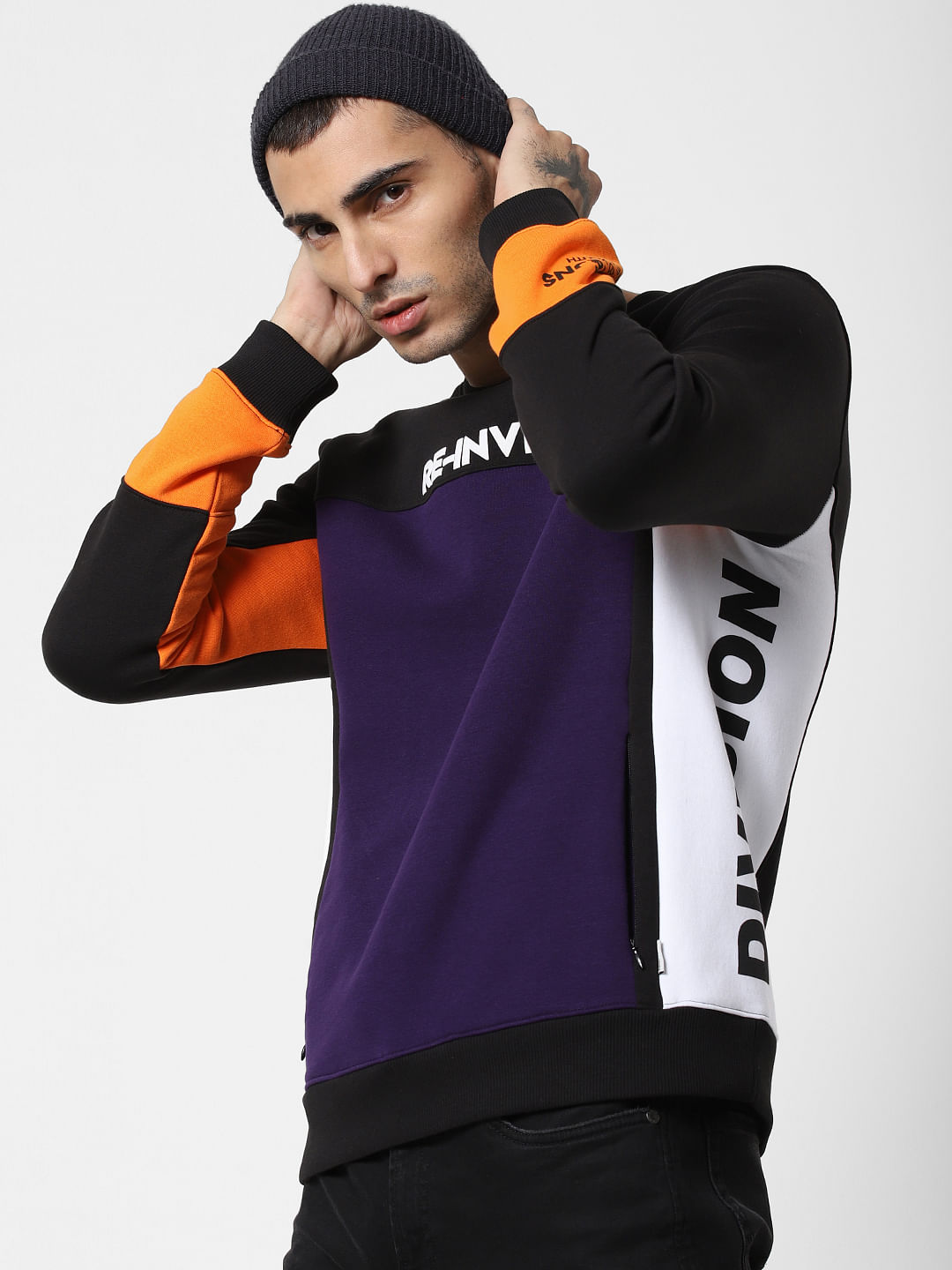 Purple Colourblocked Sweatshirt