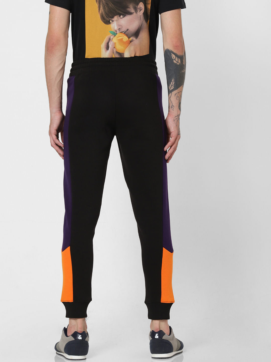 Purple Colourblocked Slim Sweatpants