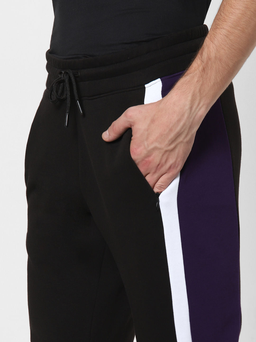 Purple Colourblocked Slim Sweatpants