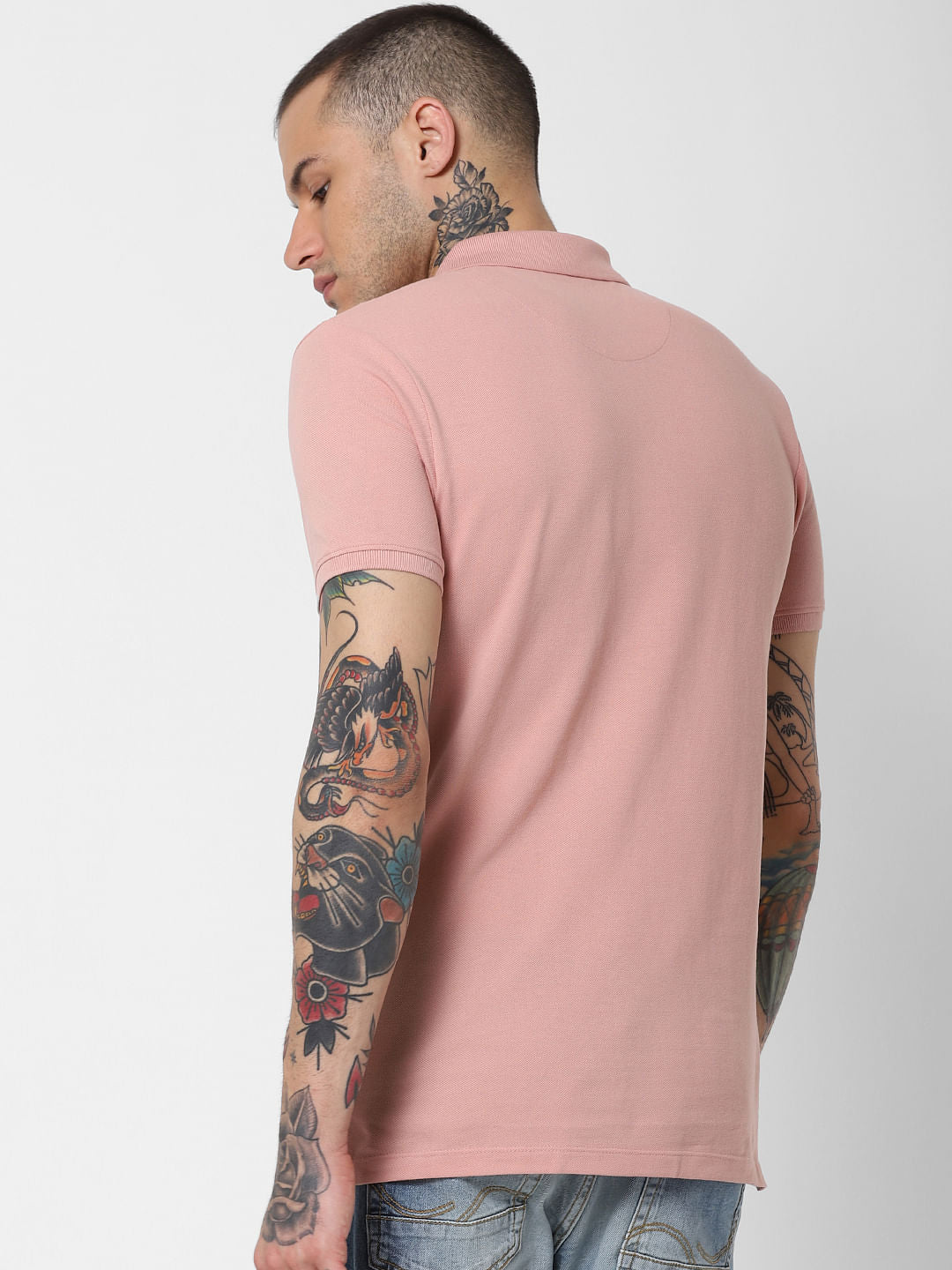 Pink Polo Neck T-Shirt