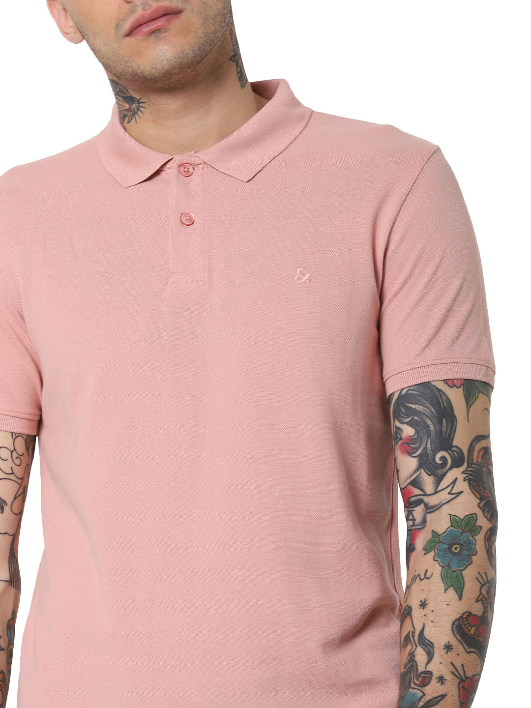 Pink Polo Neck T-Shirt