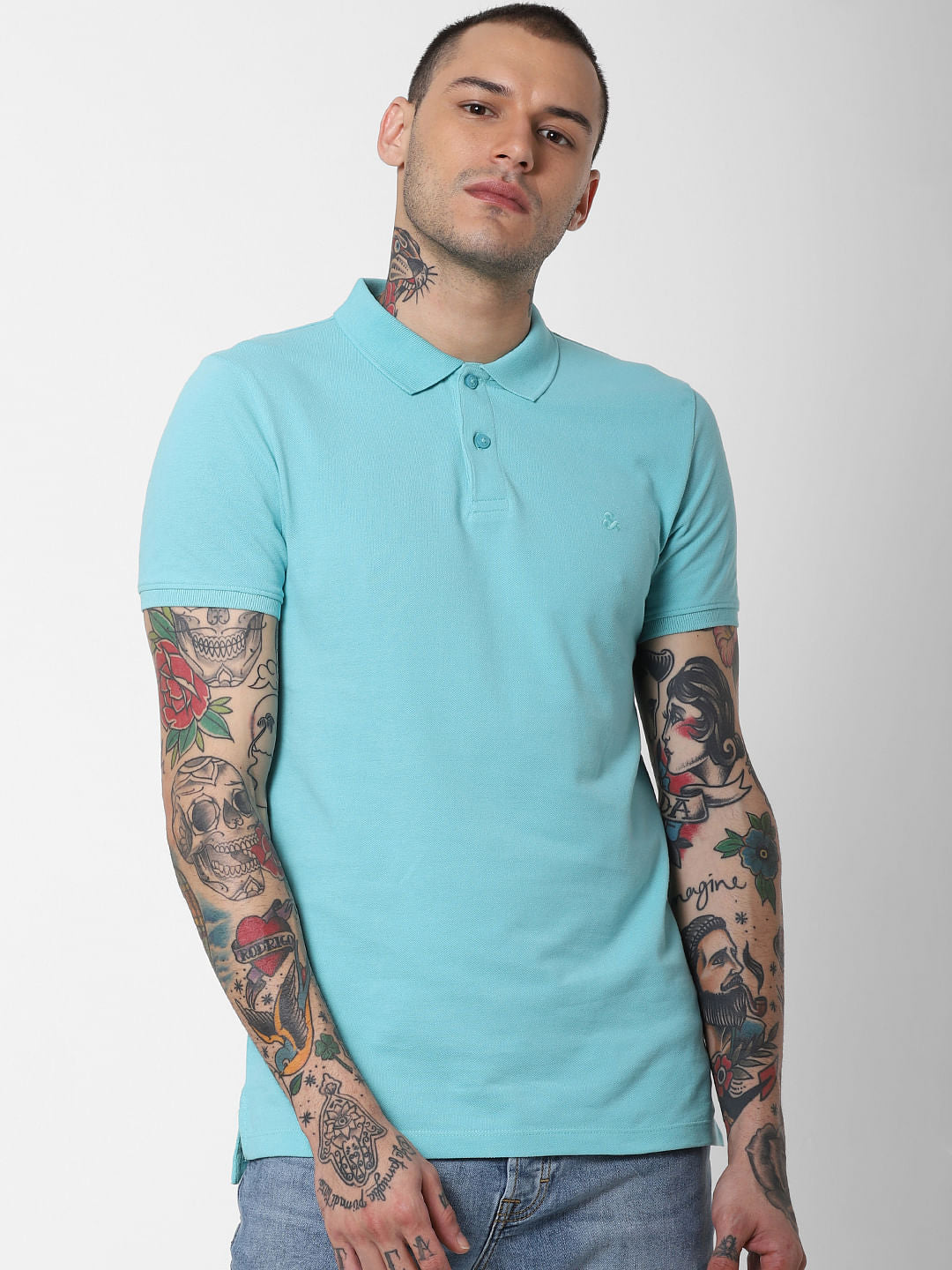 Turquoise Polo Neck T-Shirt