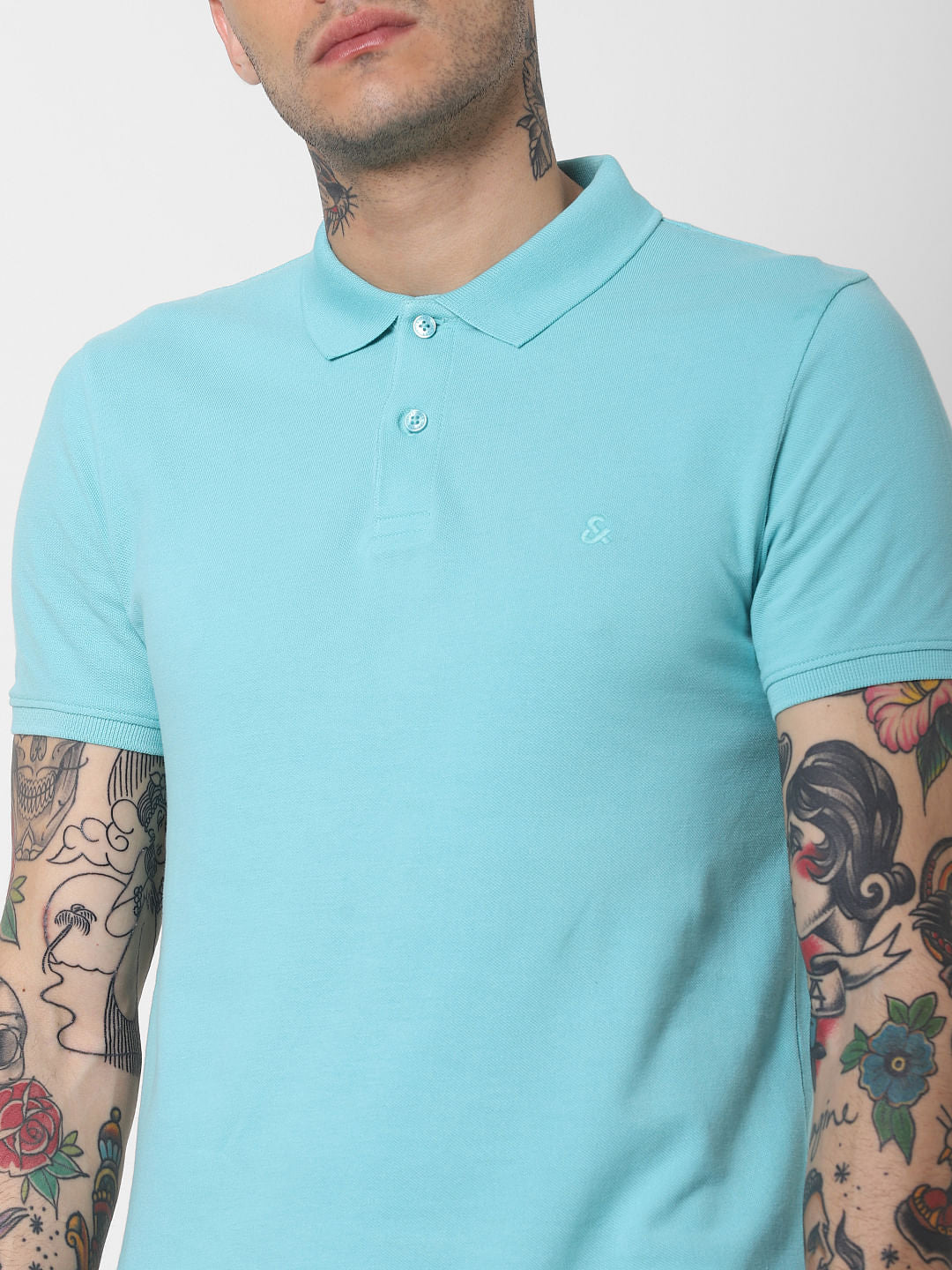 Turquoise Polo Neck T-Shirt