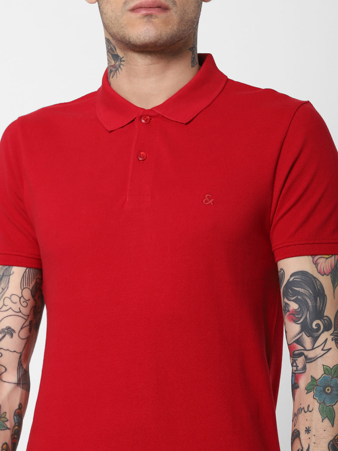 Bright Red Polo Neck T-Shirt