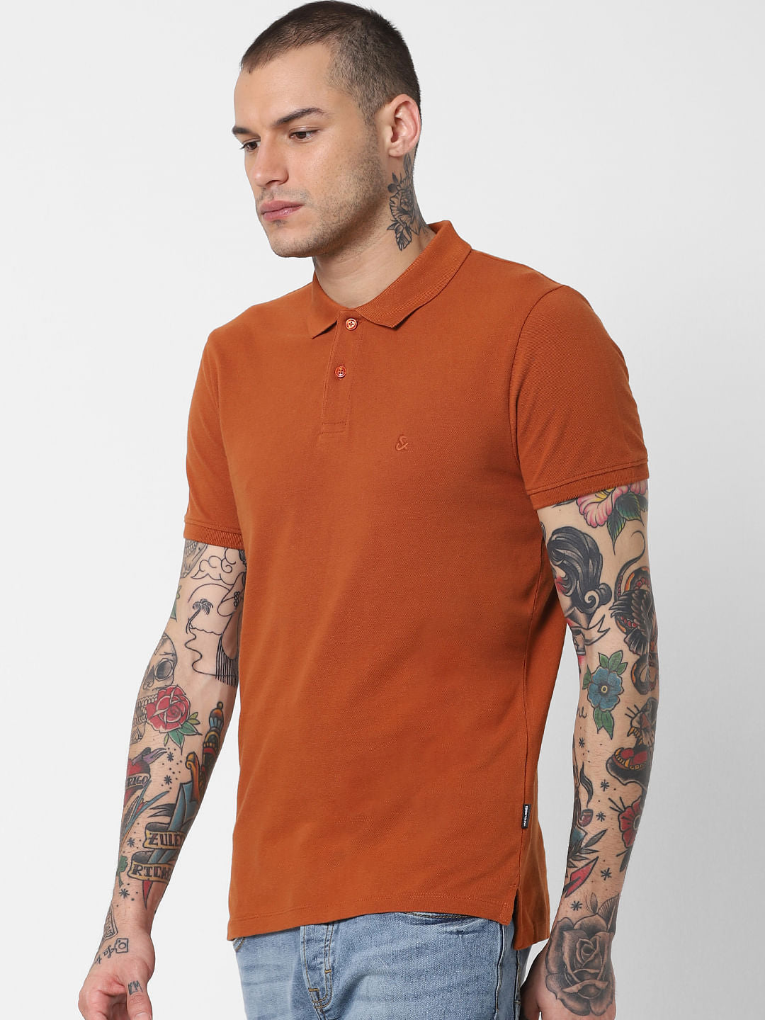 Brown Polo Neck T-Shirt