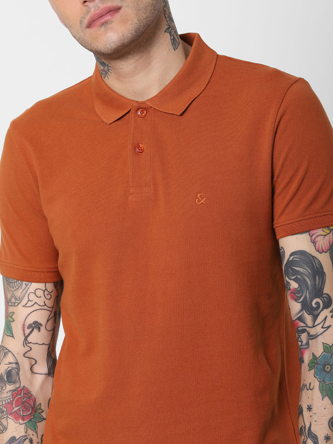 Brown Polo Neck T-Shirt