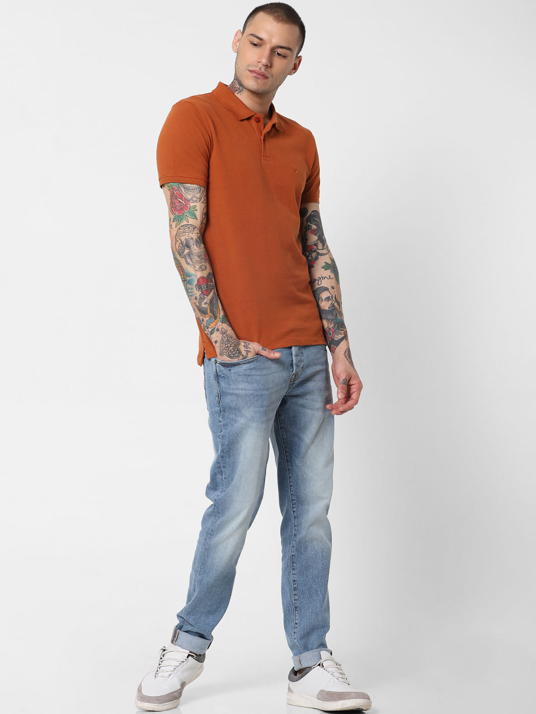 Brown Polo Neck T-Shirt