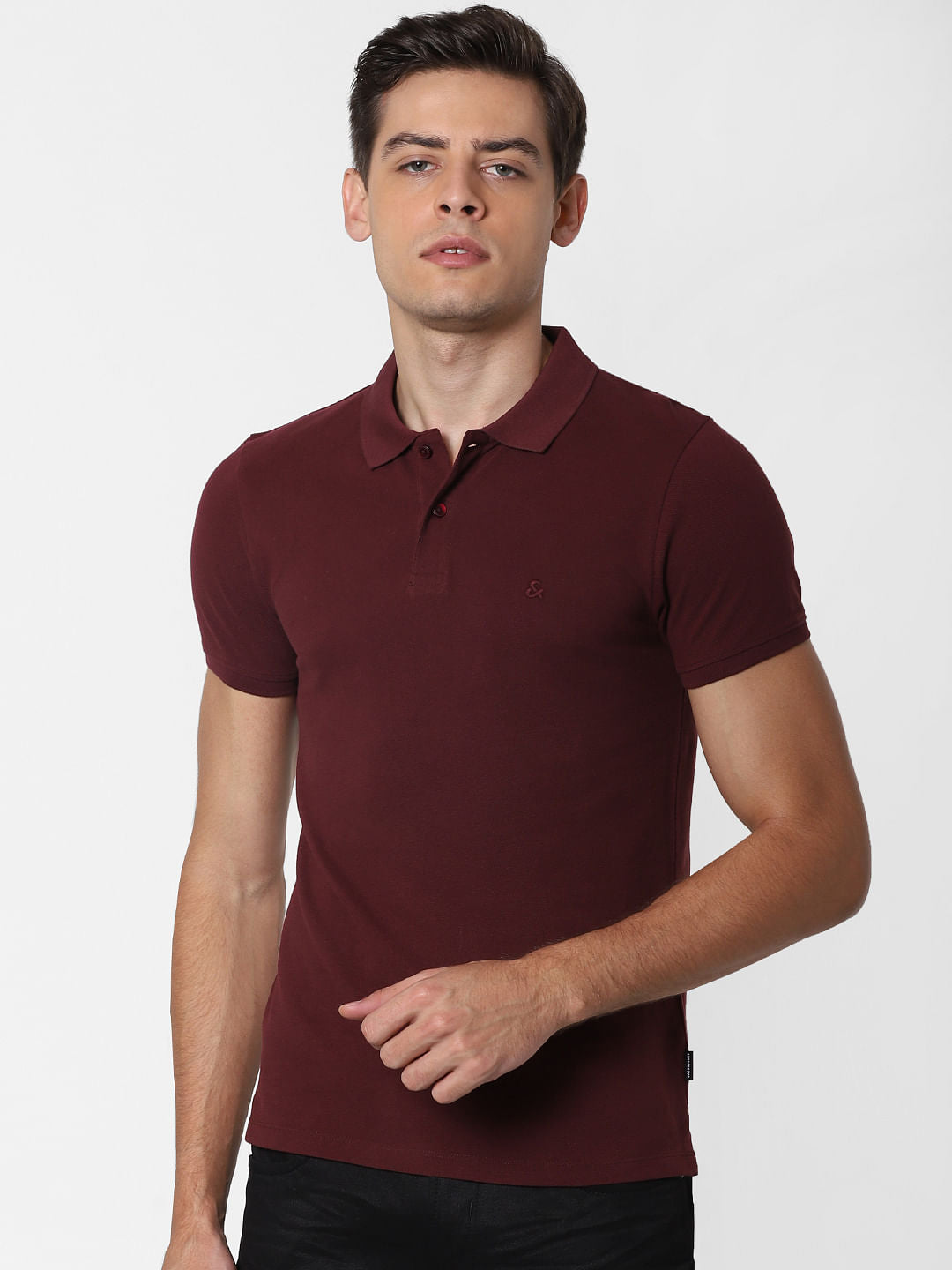 Burgundy Polo Neck T-Shirt