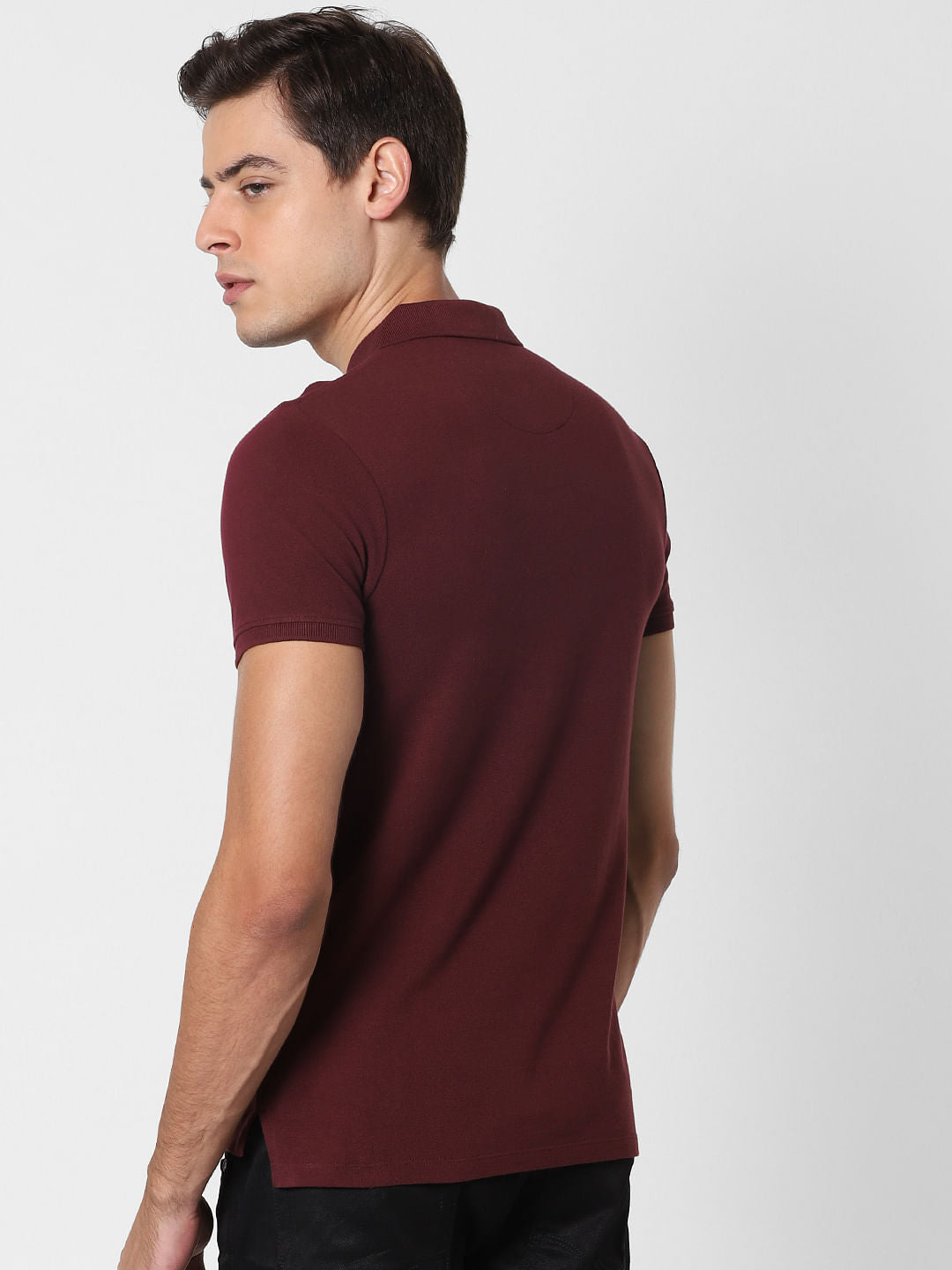Burgundy Polo Neck T-Shirt