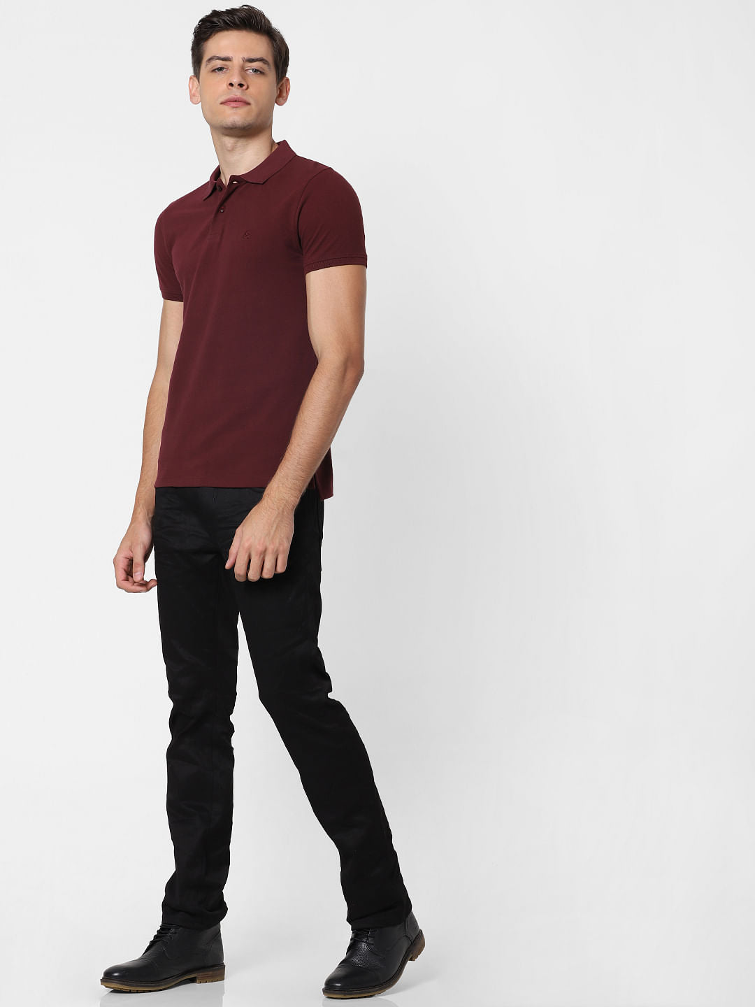 Burgundy Polo Neck T-Shirt