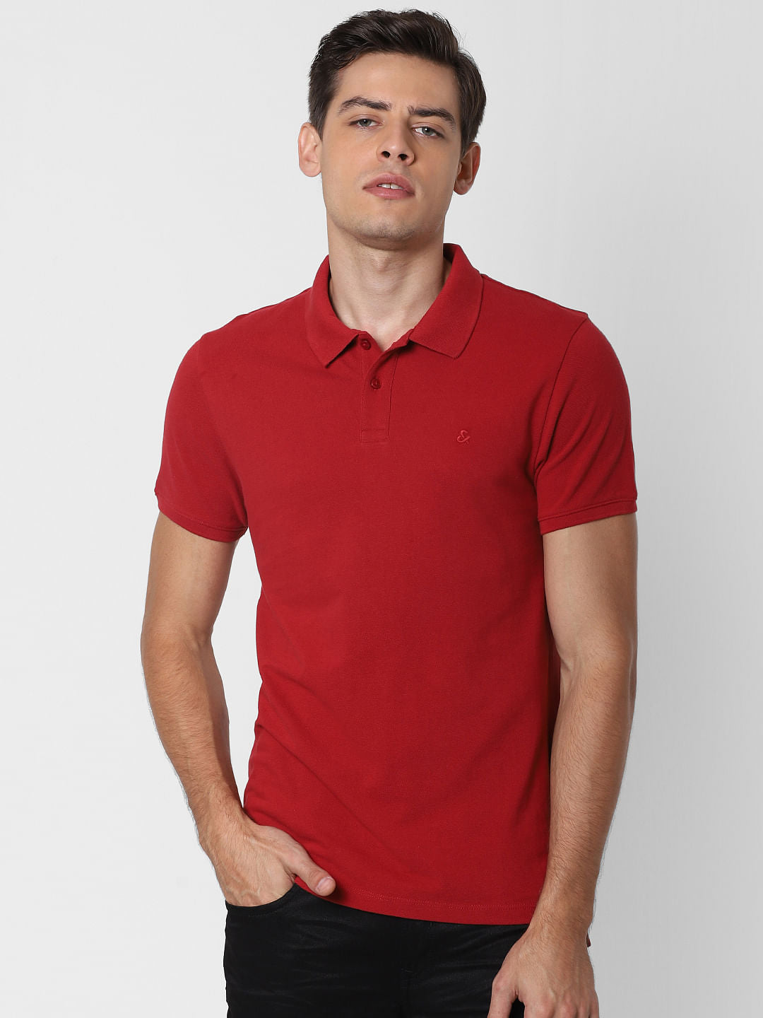 Red Polo Neck T-Shirt