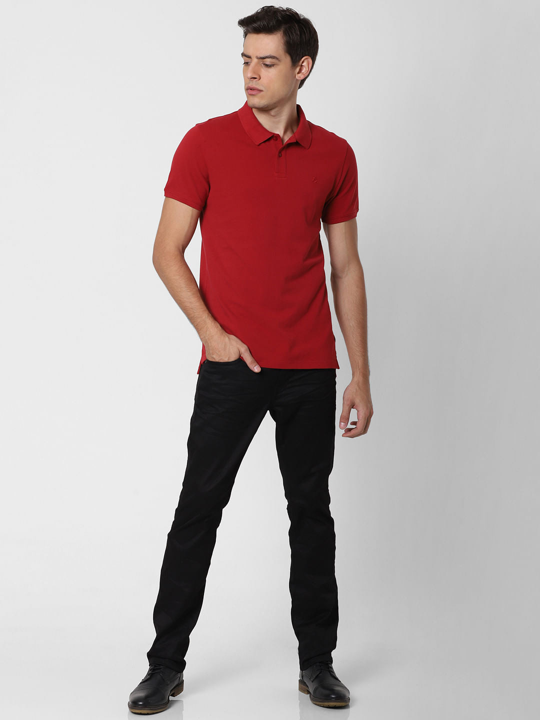 Red Polo Neck T-Shirt