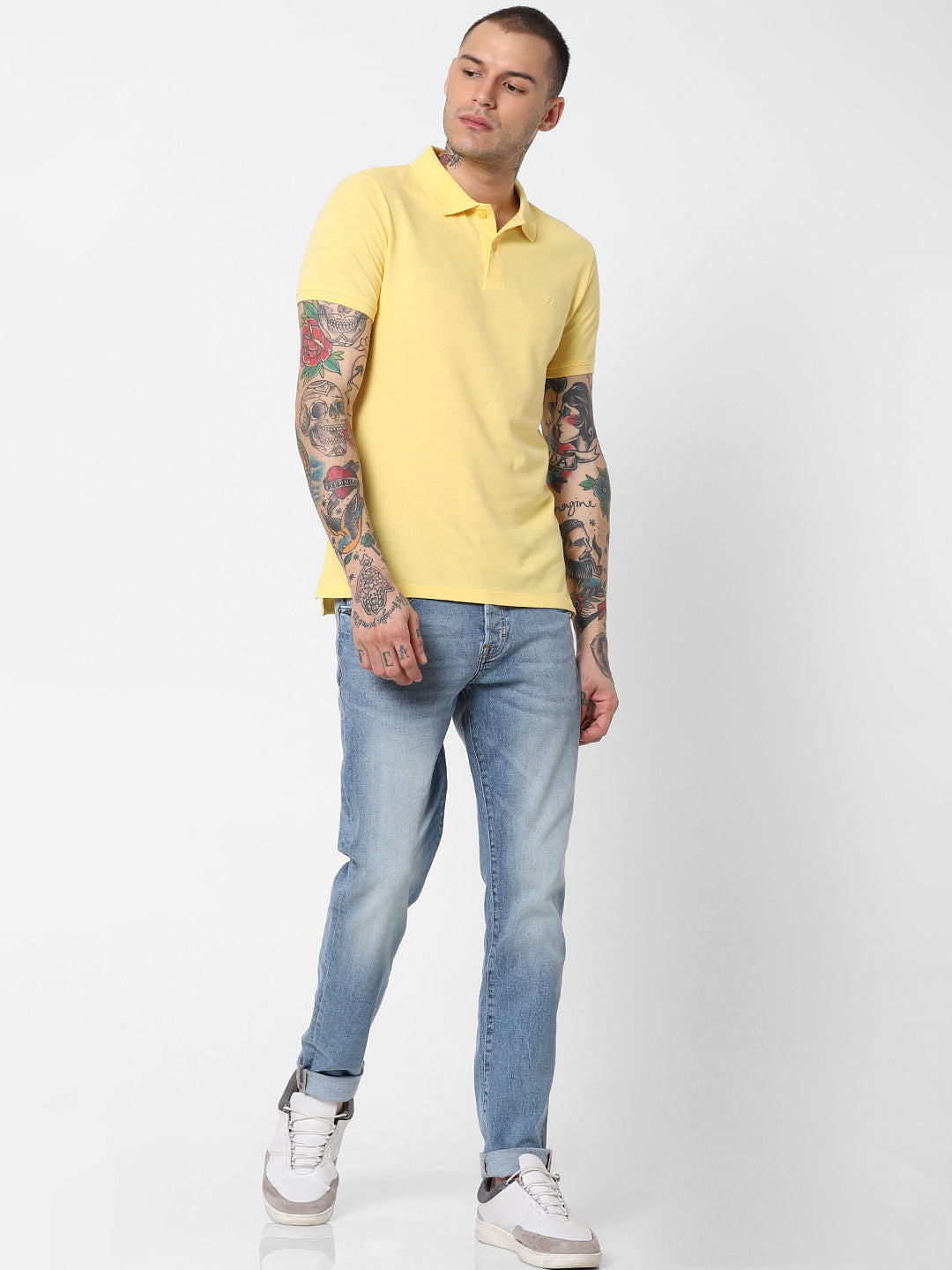 Yellow Polo Neck T-Shirt