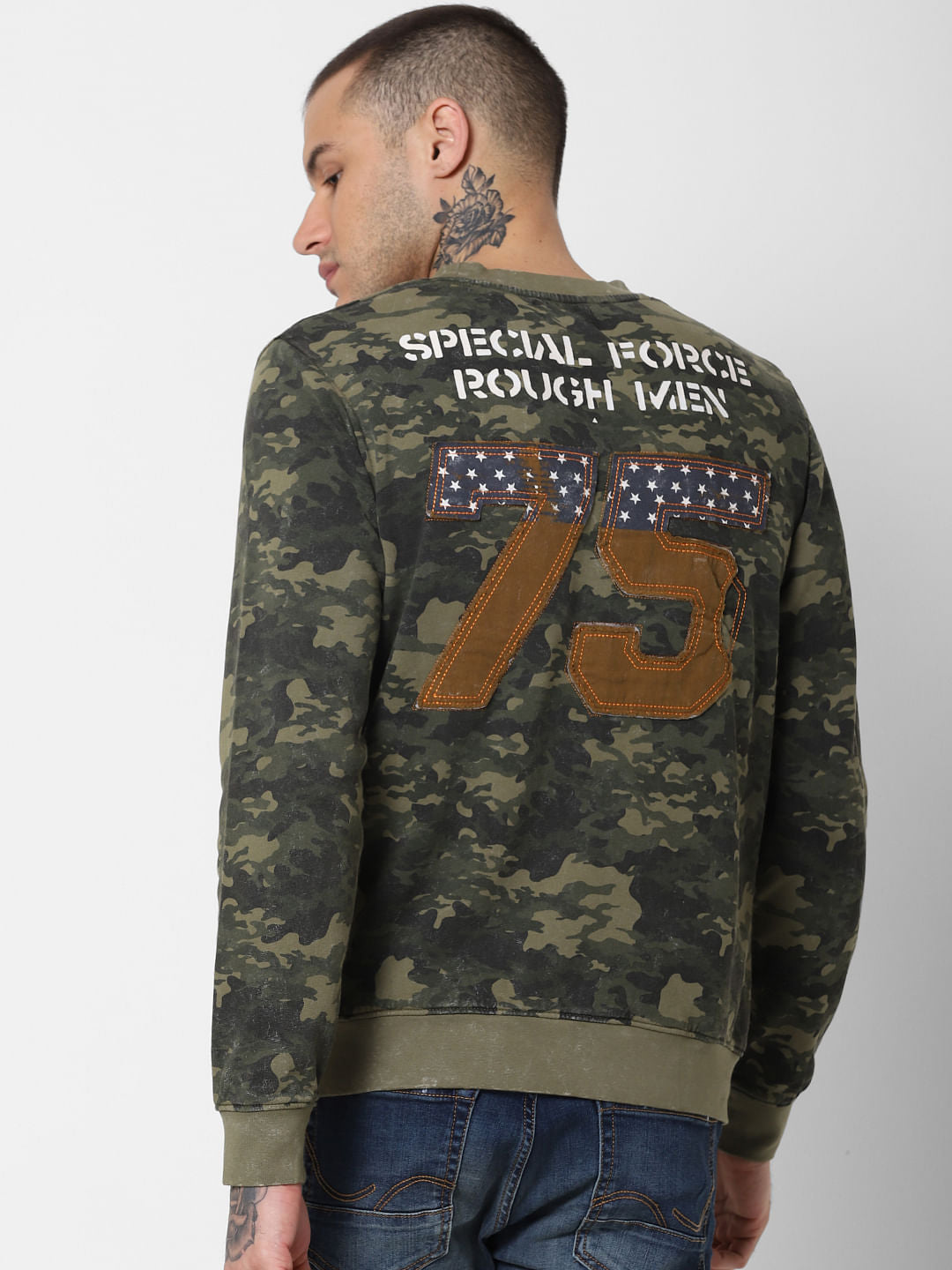 Green Camo Print Sweatshirt