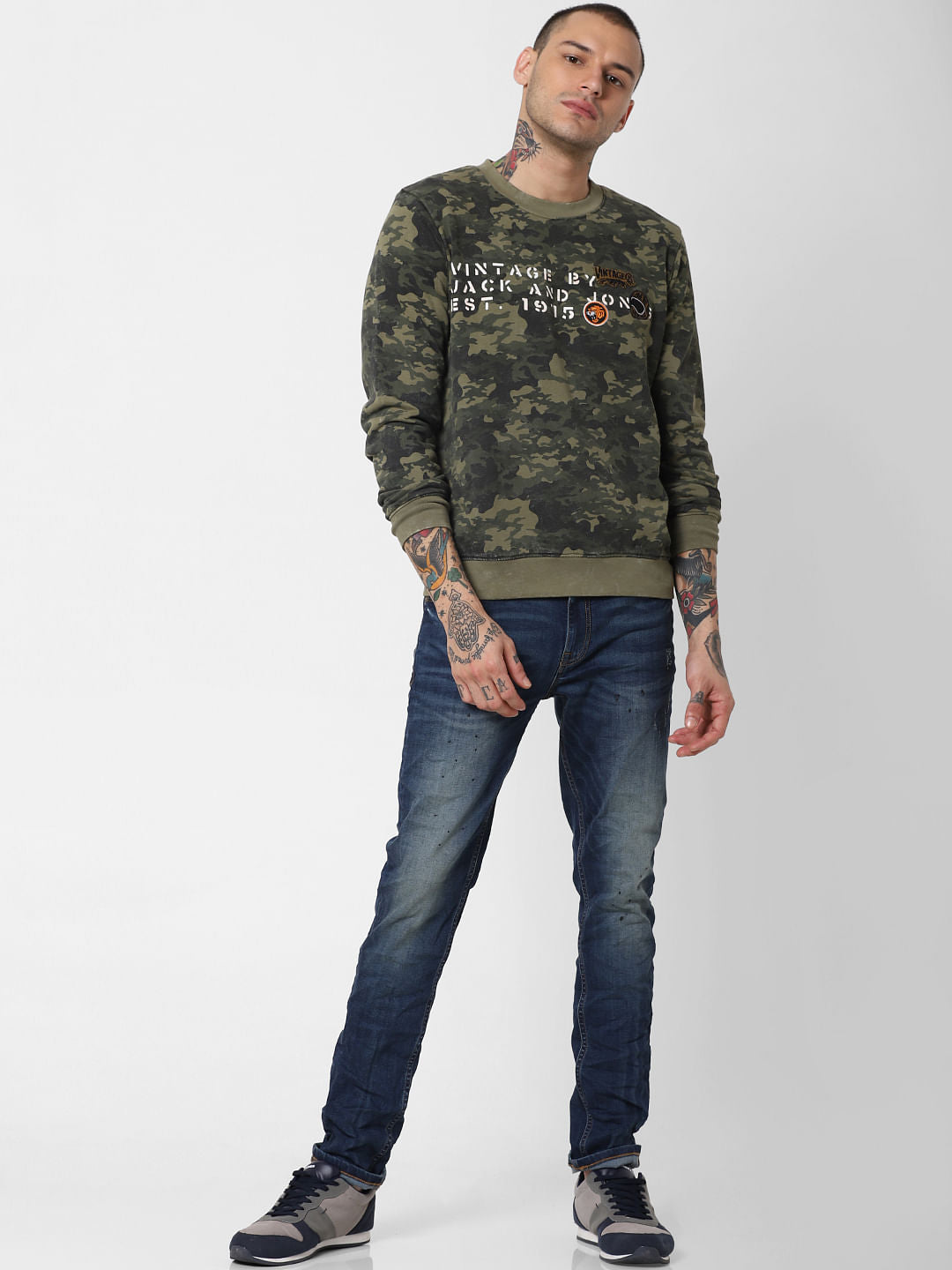Green Camo Print Sweatshirt