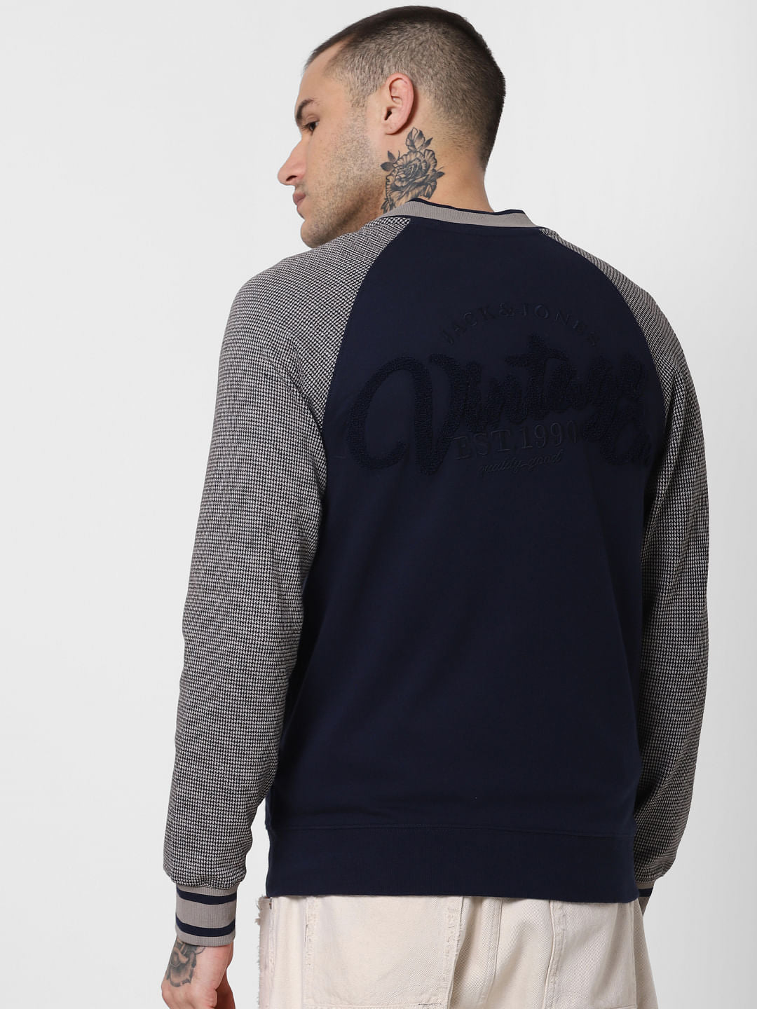Blue Button Down Bomber Sweatshirt