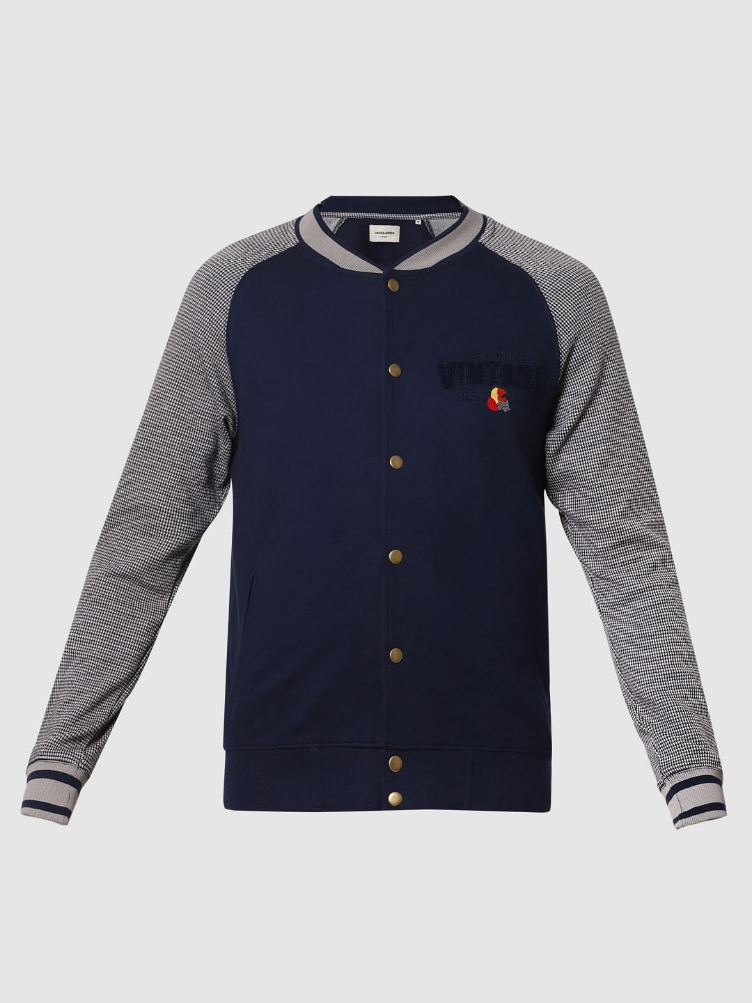 Blue Button Down Bomber Sweatshirt