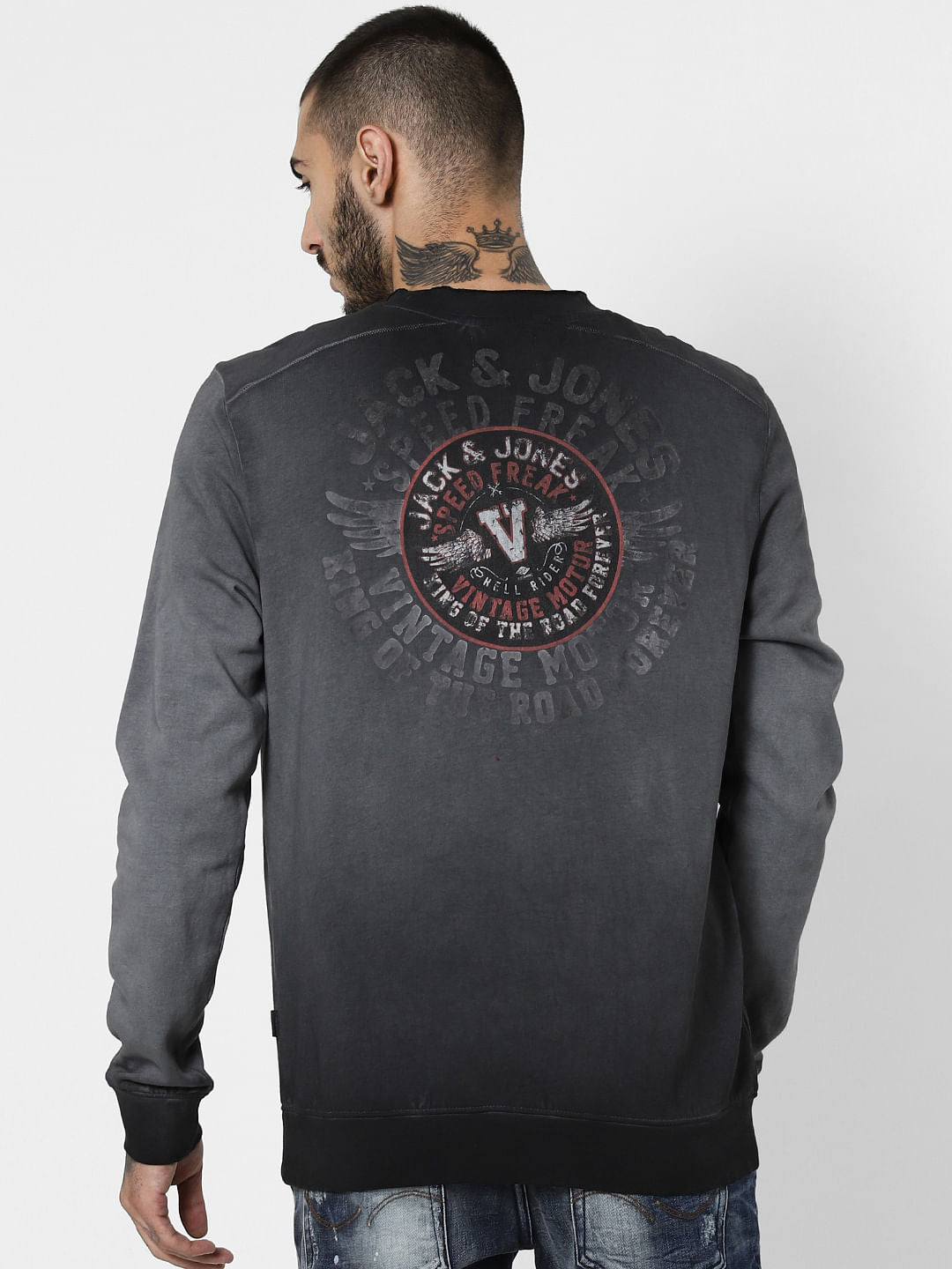 Black Faded Logo Print Sweatshirt