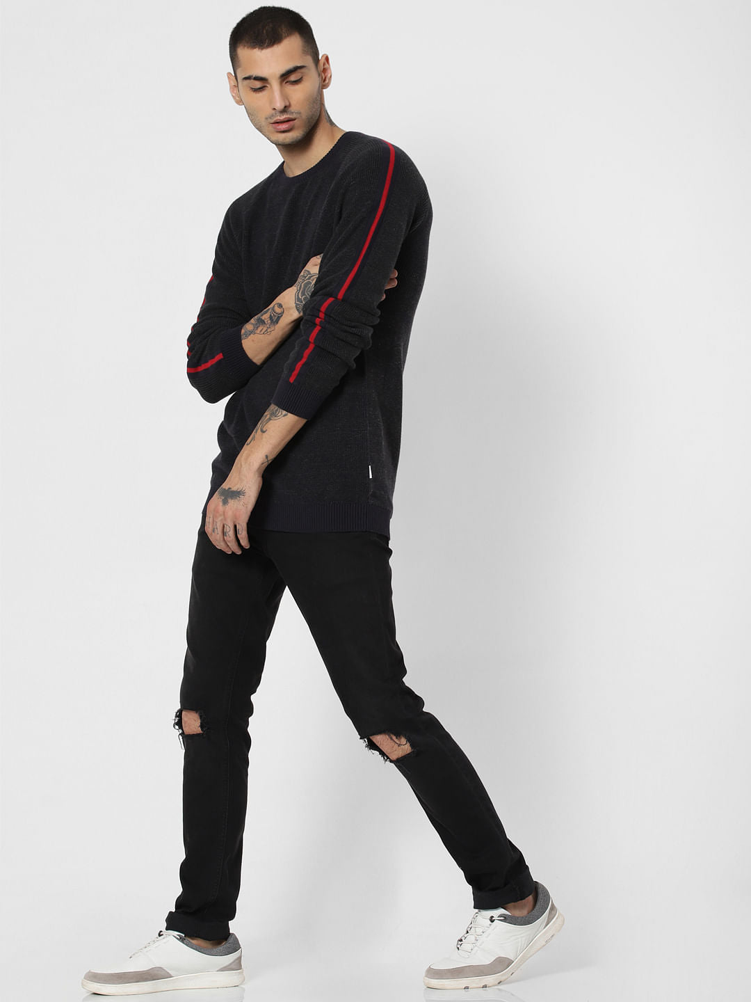 Dark Grey Tape Detail Pullover
