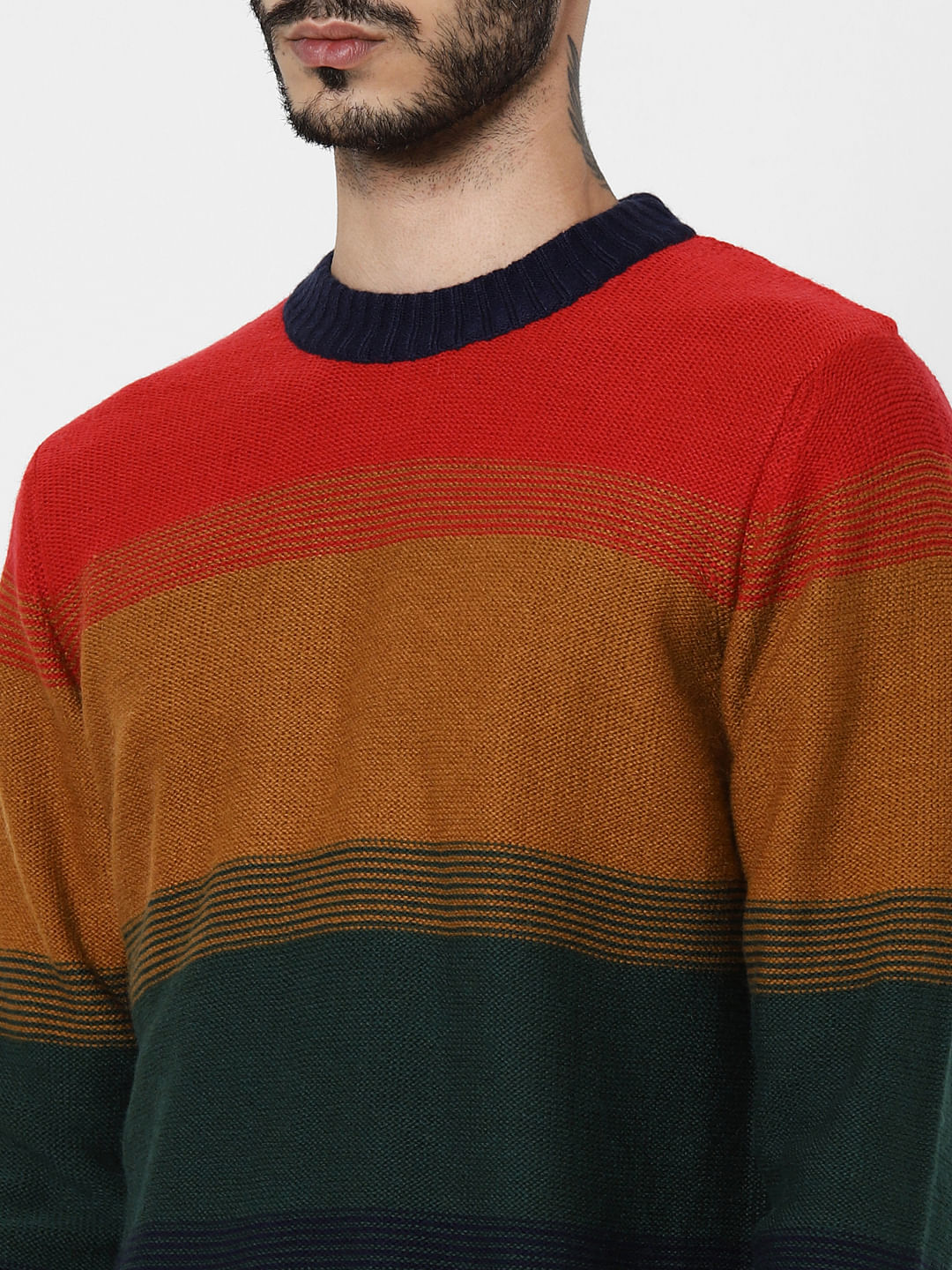 Orange Colourblocked Pullover